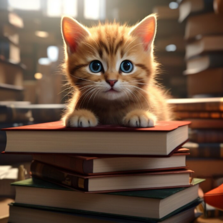 Chat dans la bibliothèque des annales akashiques